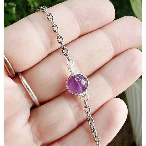 Amethyst Crystal Bracelet Anklet, Gemstone Jewelry Accessories 8" - Picture 3 of 3